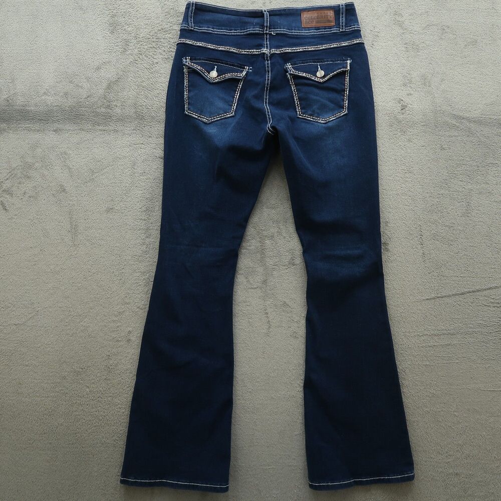 Celebrity Ace Jeans Junior's 13/31 High-Rise Flare Denim 32" Inseam Distressed